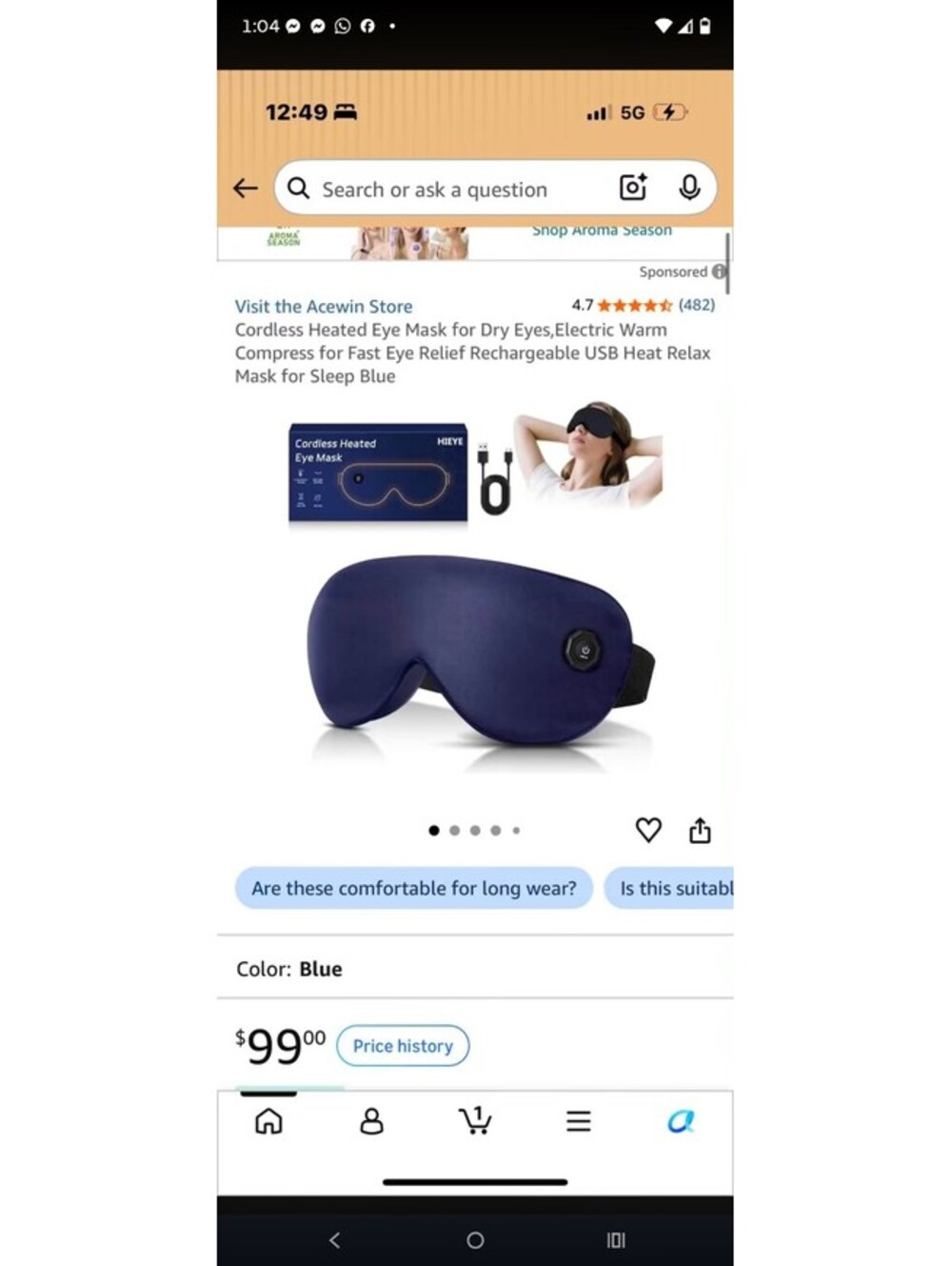 Cordless Heated Eye Mask for Dry Eyes,Electric Warm Compress for Fast Eye Reliv